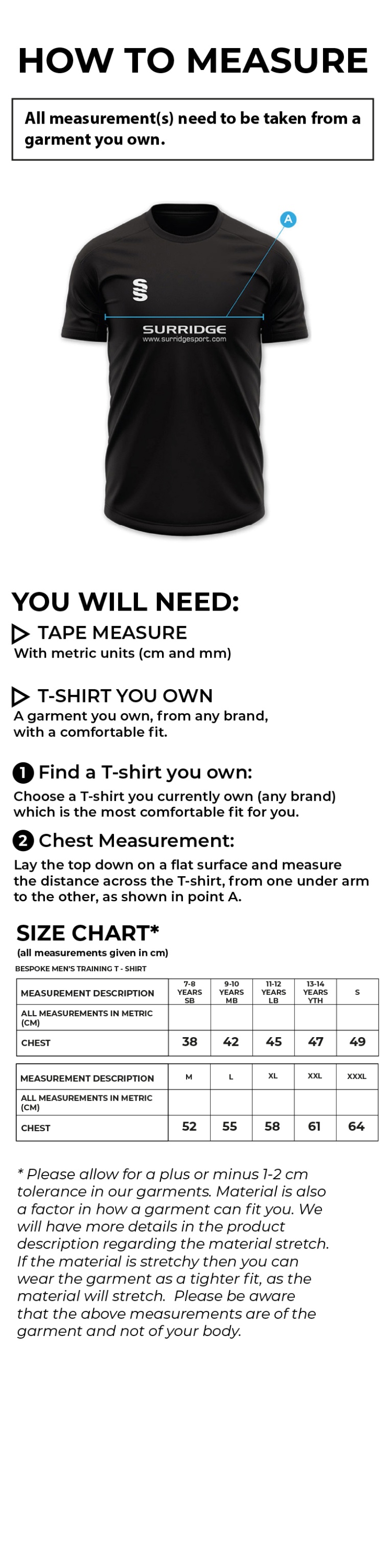 Tempo T-Shirt : Black/Red - Size Guide