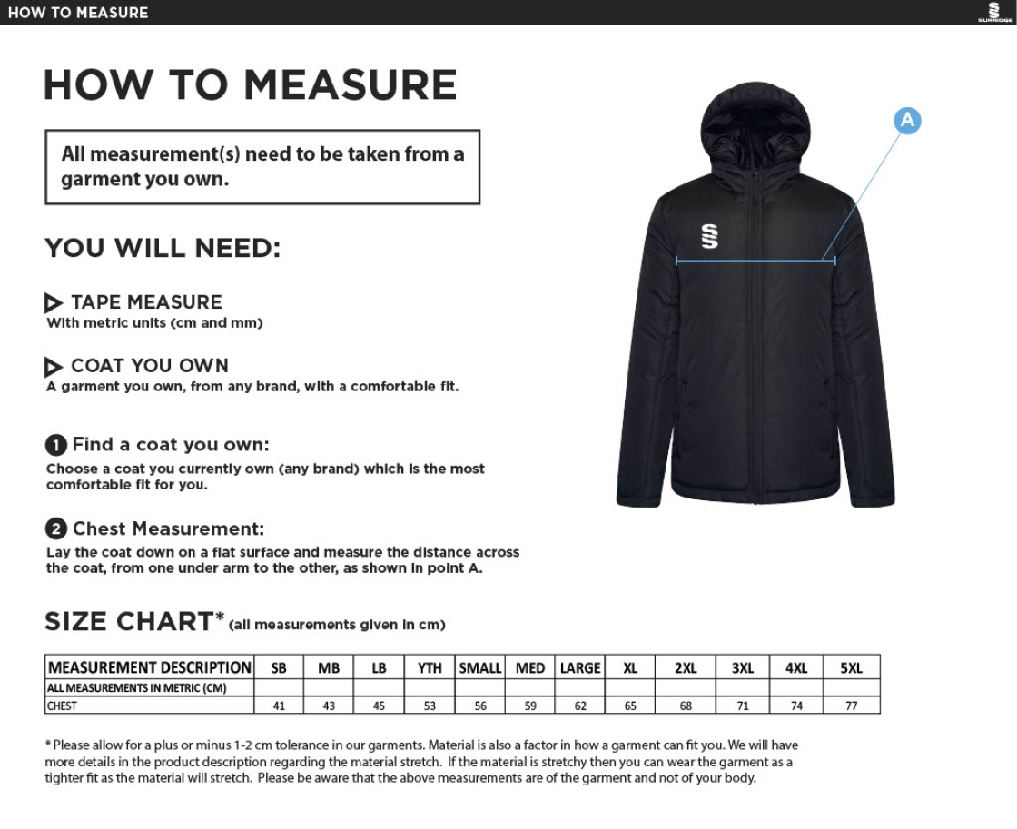 Active Padded Jacket - Black - Size Guide