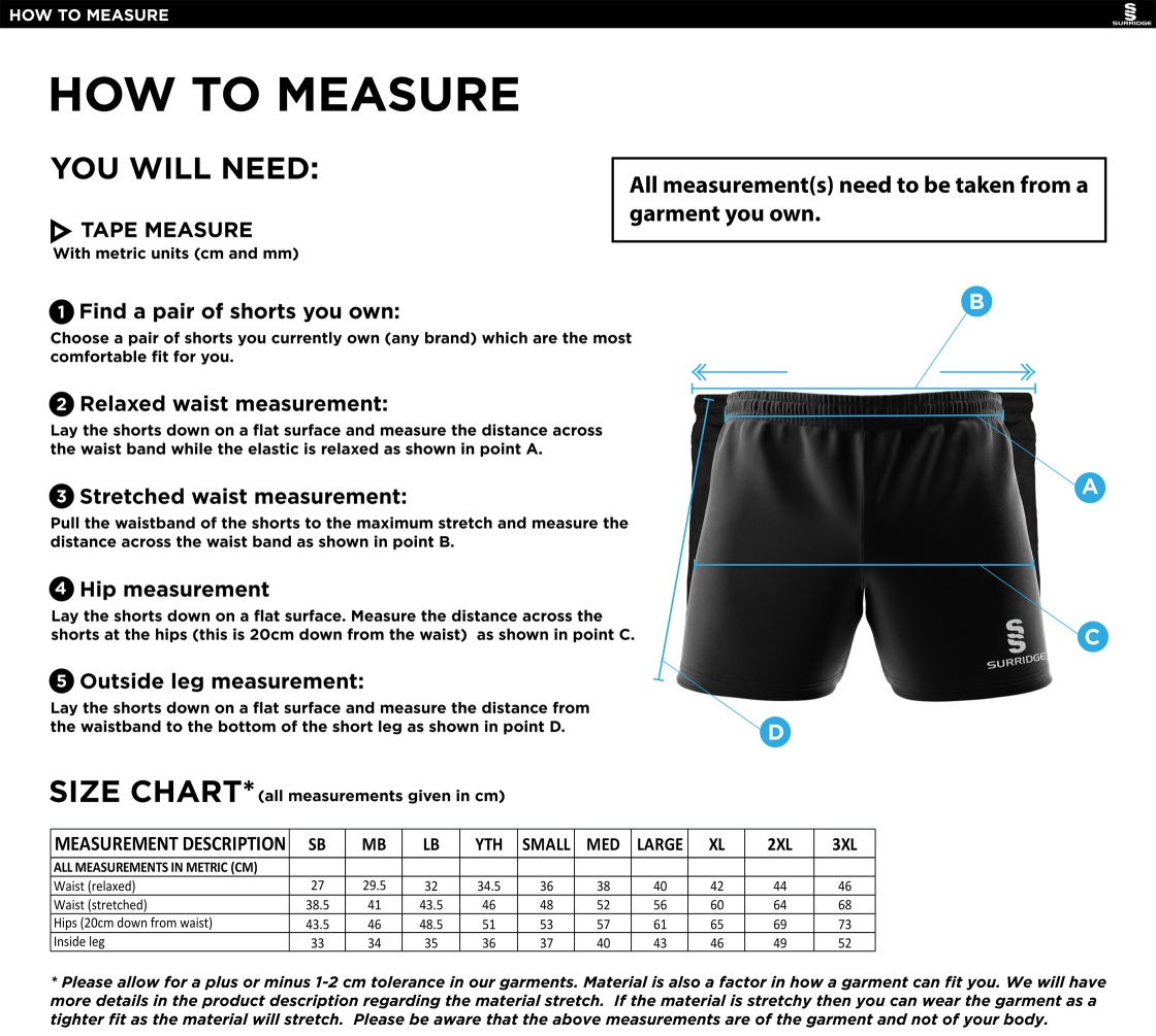 Bundle - Performance Gym Short : Black - Size Guide